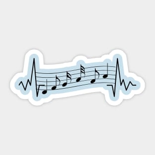 Heartbeat design with music notes Sticker